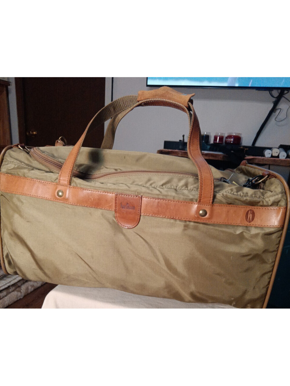 Vintage Hartmann Ballistic Nylon & Belting Leather Weekender Duffel Bag w/ Tag
